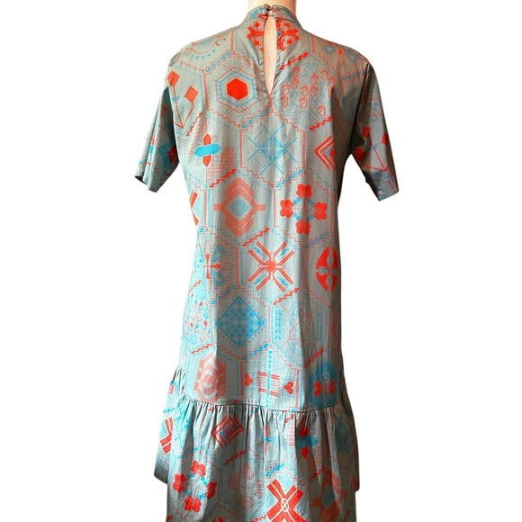 Sheridan French Patterned Gray and Orange Red Women's Casual Dress Size XS - Picture 4 of 13